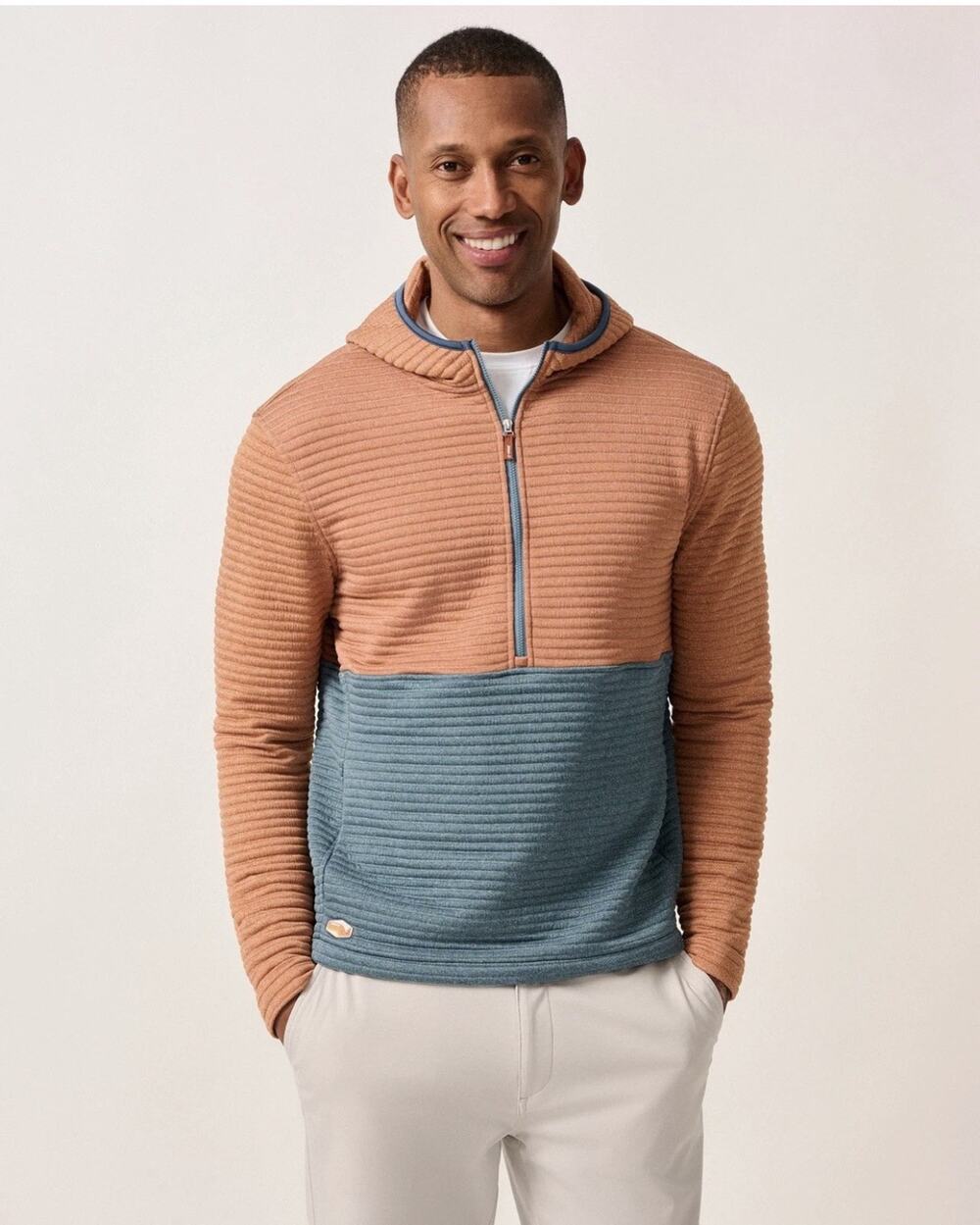 Johnnie-O Men’s Large Werner Hooded 1/2-Zip Performance Pullover Mens Blue Moon